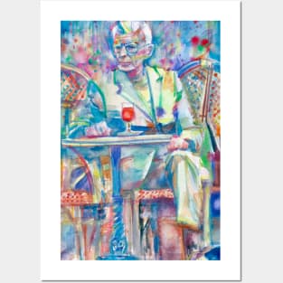 SAMUEL BECKETT sitting at the cafe - watercolor portrait Posters and Art